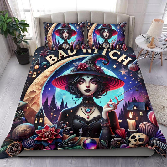 Bad Witch Gothic Bedding Set for Halloween Decor-MoonChildWorld