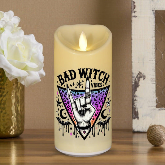 Bad Witch Gothic Halloween Flameless LED Candle-MoonChildWorld