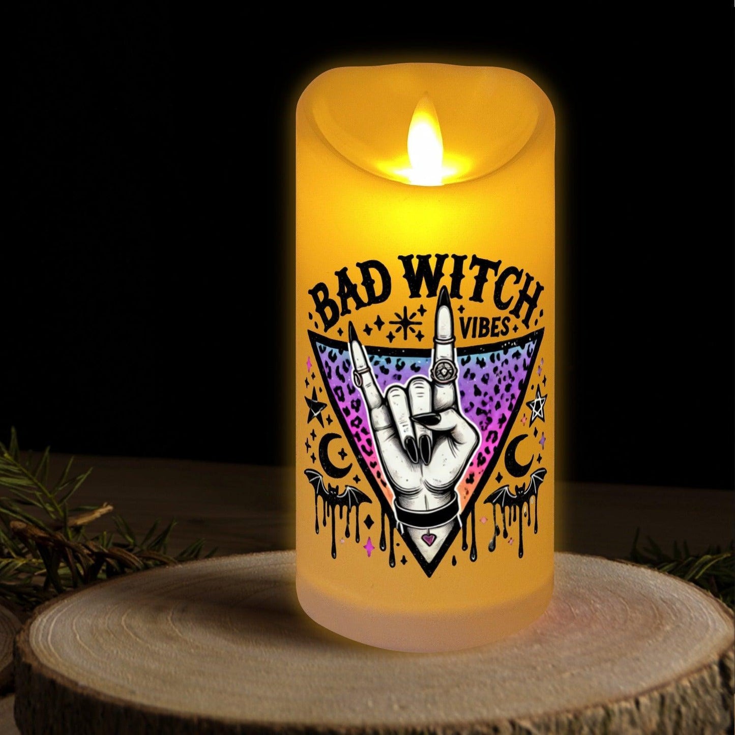 Bad Witch Gothic Halloween Flameless LED Candle-MoonChildWorld