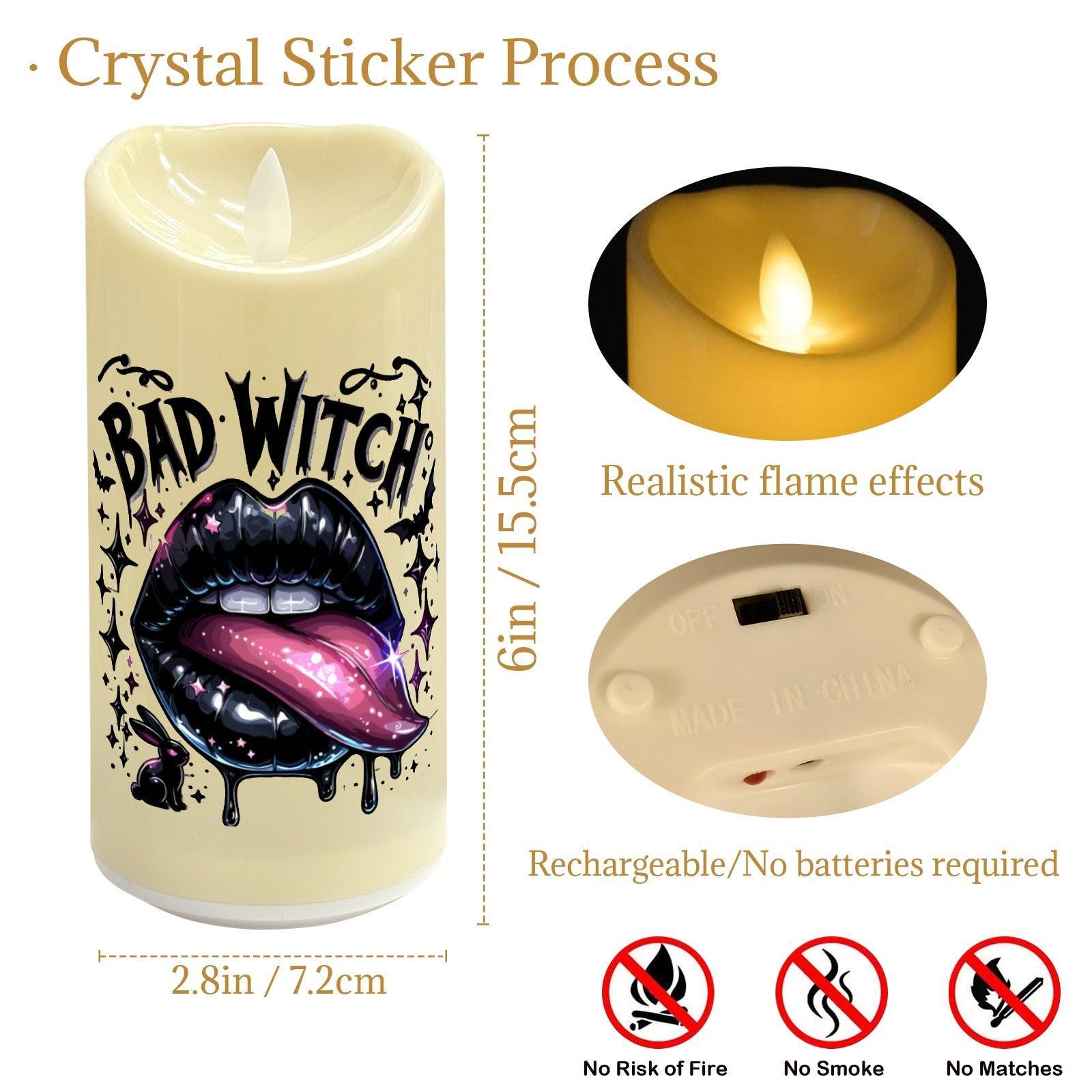 Bad Witch Lips Gothic Halloween Flameless LED Candle-MoonChildWorld