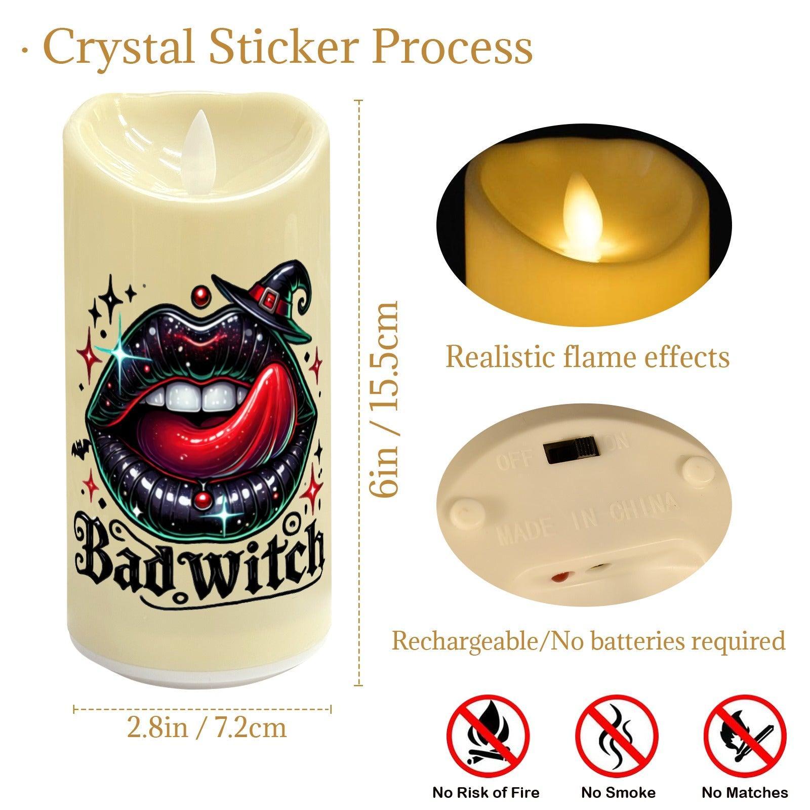 Bad Witch Lips Gothic Halloween Flameless LED Candle-MoonChildWorld