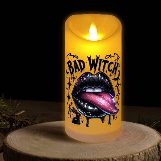 Bad Witch Lips Gothic Halloween Flameless LED Candle-MoonChildWorld