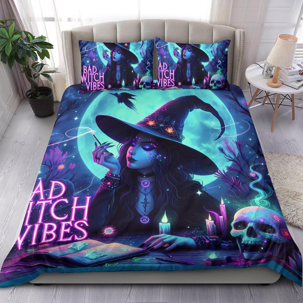 Bad Witch Vibes Gothic Bedding Set Halloween Home Decor-MoonChildWorld