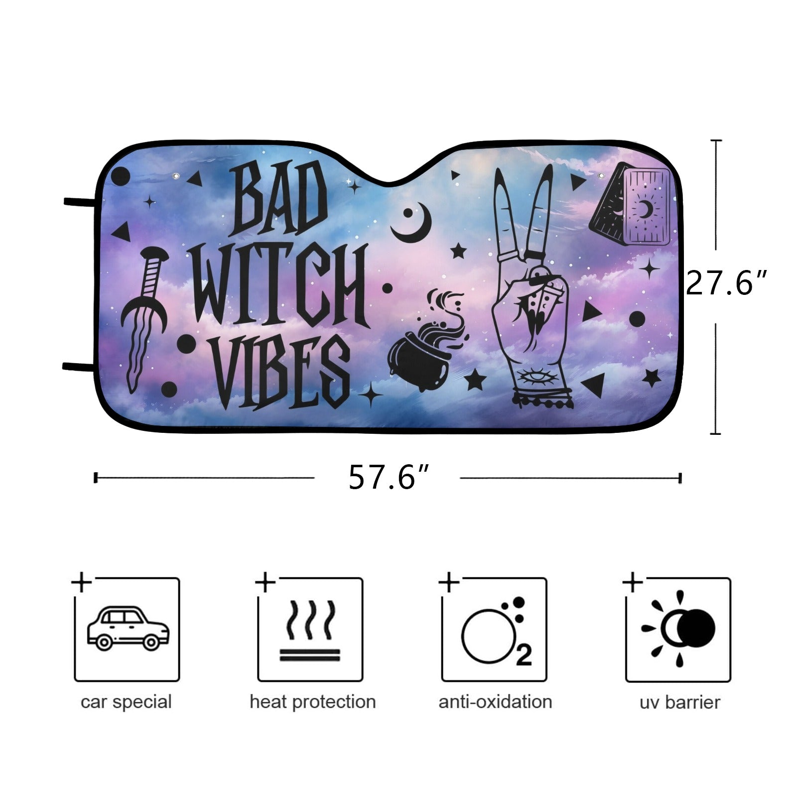 Bad witch vibes Car Sun Shade-MoonChildWorld