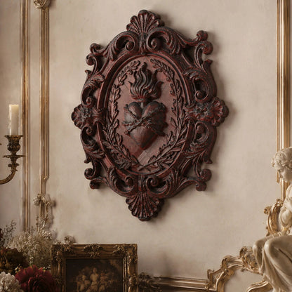Gothic sacred heart relief – wall hanging side view