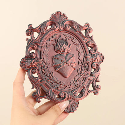 Barbed heart wall art – sacred heart carved detail