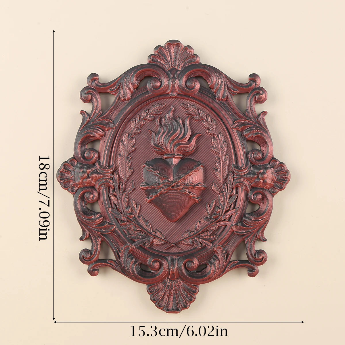 Barbed sacred heart relief – dark style wall decor display