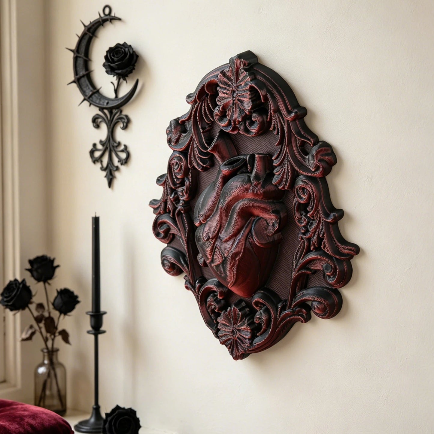Anatomical heart wall art – baroque carved detail