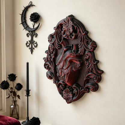 Anatomical heart wall art – baroque carved detail