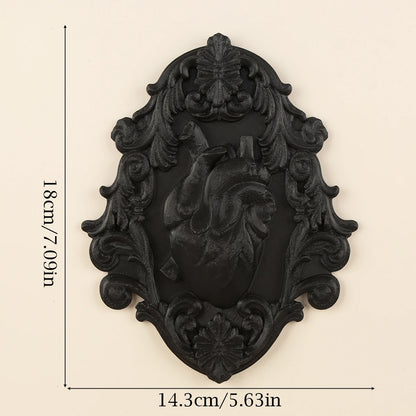 Baroque heart relief plaque – witchy gothic home decor styled on wall