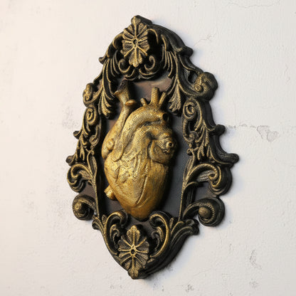 Anatomical heart wall art – carved scroll detail