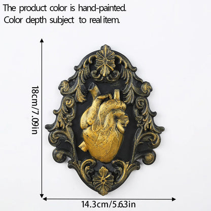 Baroque heart relief plaque – witchy gothic home decor styled on wall