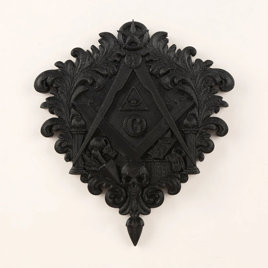 Baroque Carved Skull All-Seeing Eye Wall Decor – close-up detail