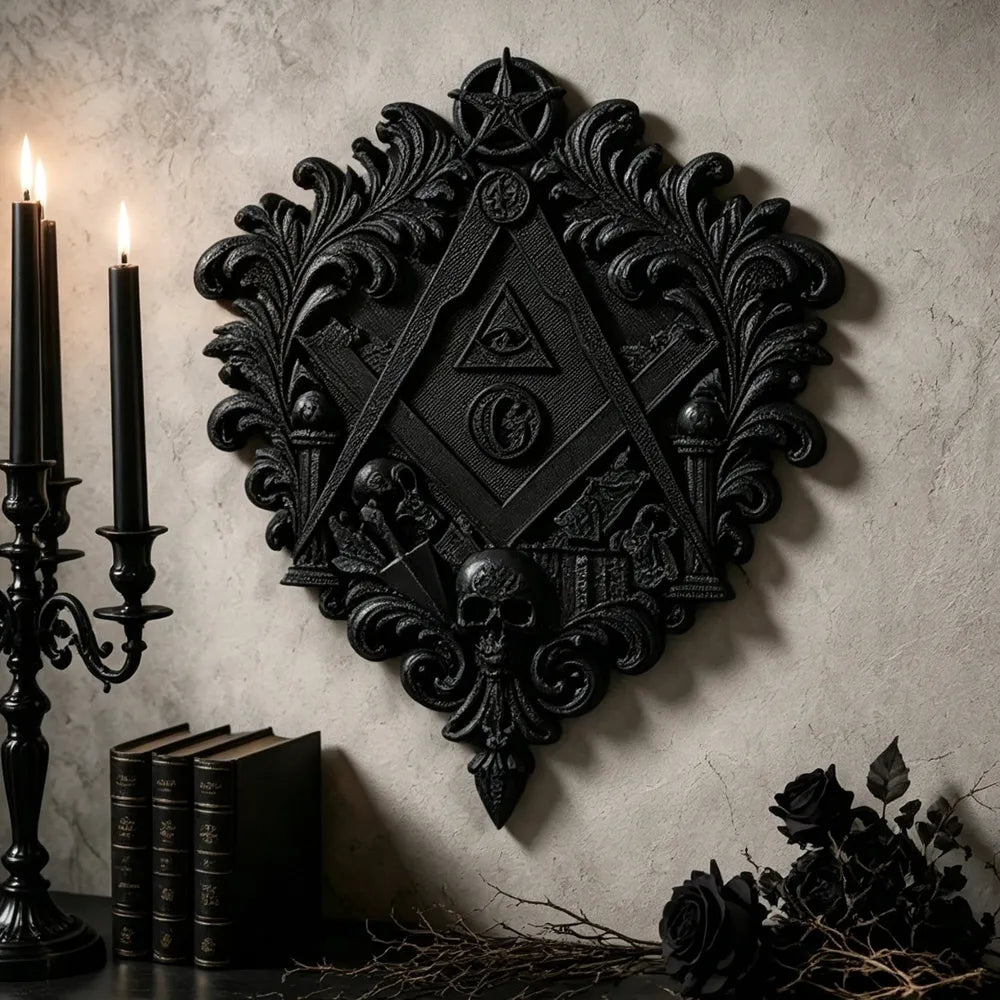 Baroque Carved Skull All-Seeing Eye Wall Decor – front view
