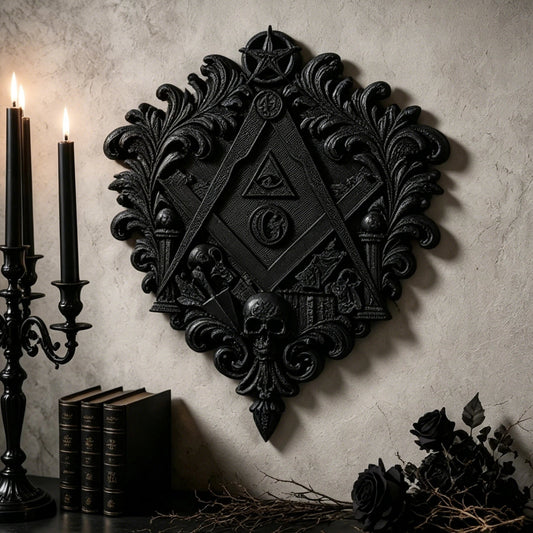 Baroque Carved Skull All-Seeing Eye Wall Decor – front view