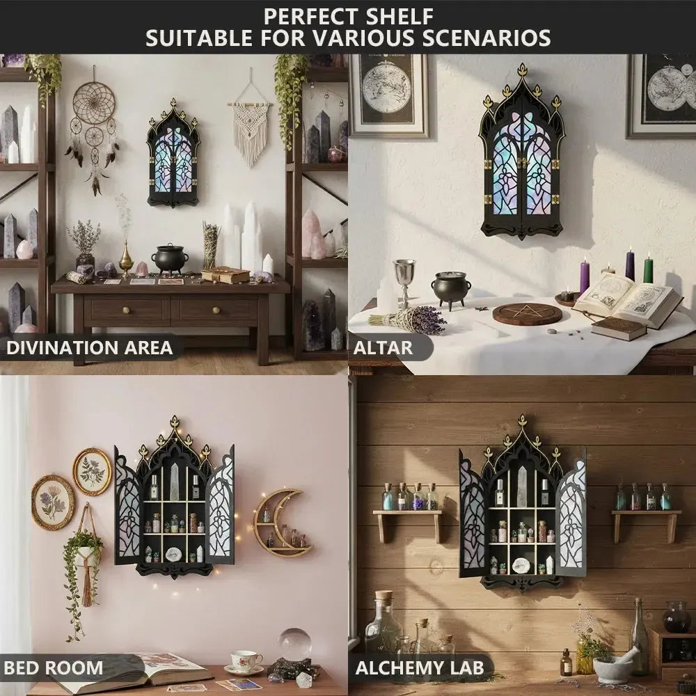 Cathedral crystal shelf – trinket organizer with candles