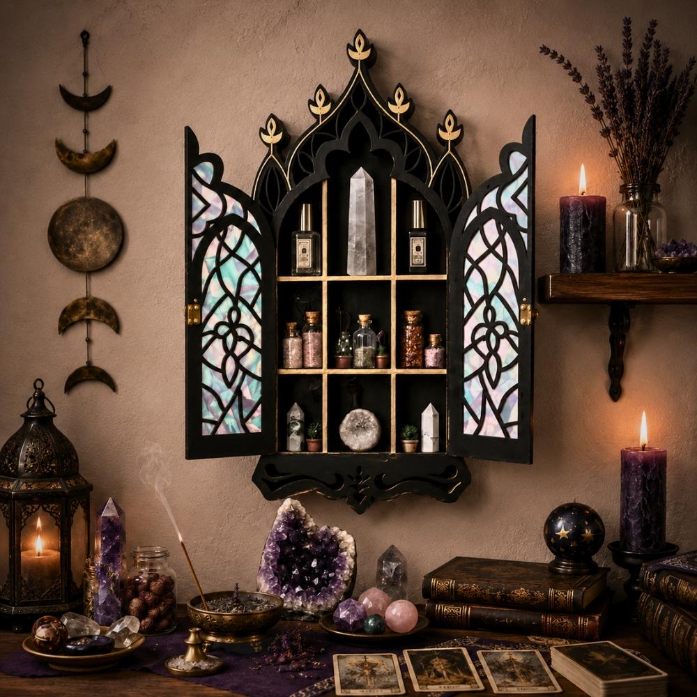 Baroque Church Crystal Display Shelf – Gothic Wall Shelf for Stones & Trinkets-MoonChildWorld