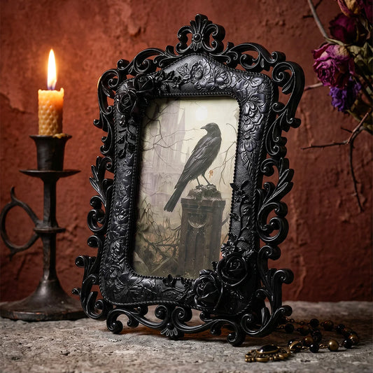 Baroque Relief Rose Tabletop Photo Frame – front view
