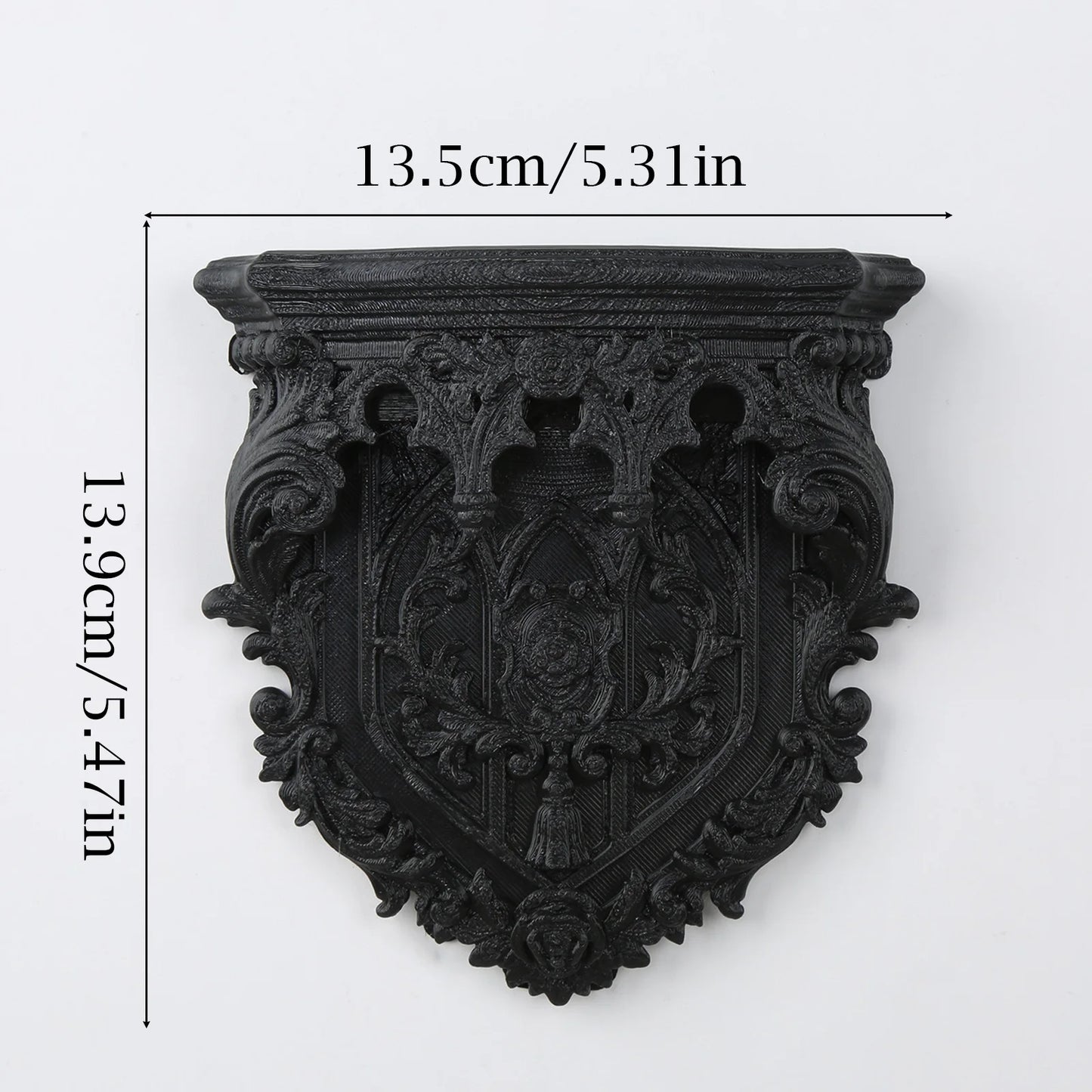 Shield carved floating shelf – witchy altar wall decor