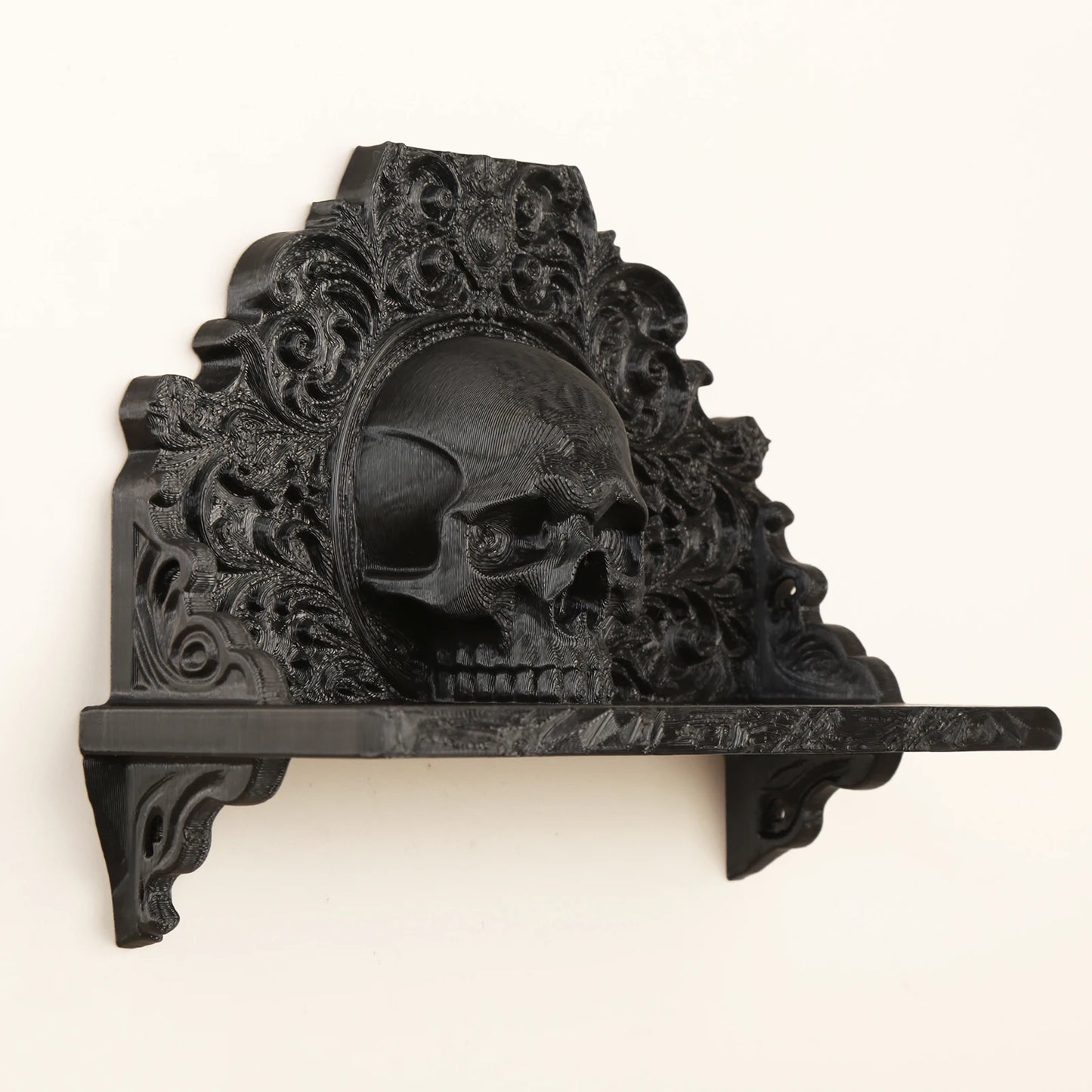 Skull wall rack – styled with crystals and candles