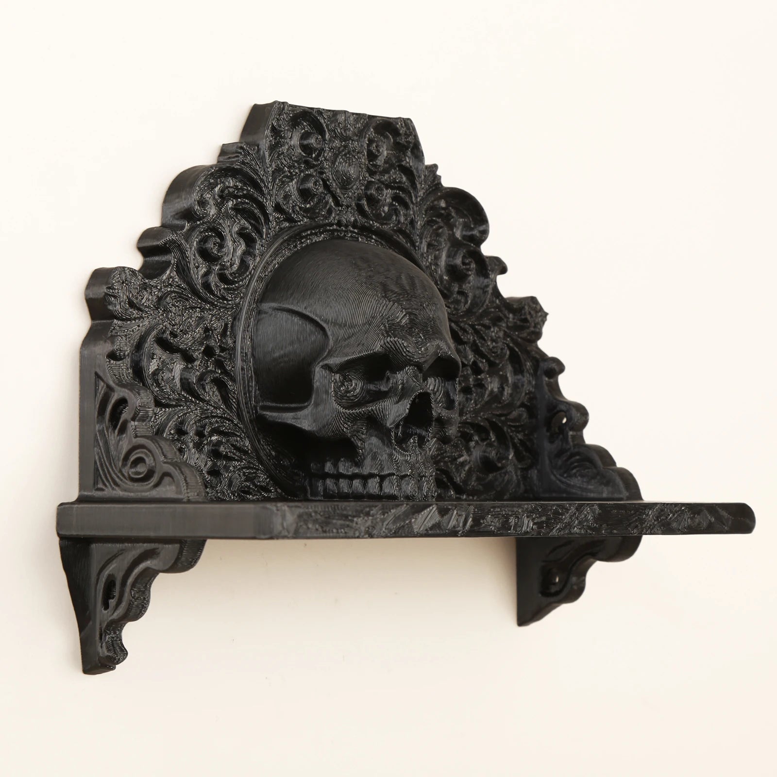Skull wall rack – styled with crystals and candles