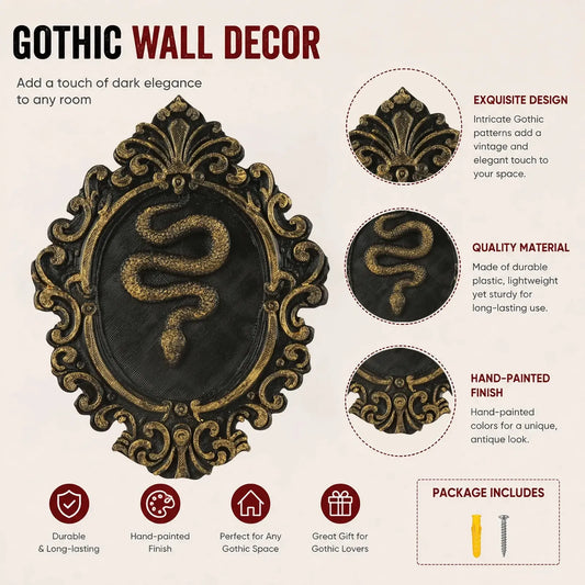Baroque Snake Relief Wall Plaque Gothic Resin Wall Hanging Decor-MoonChildWorld