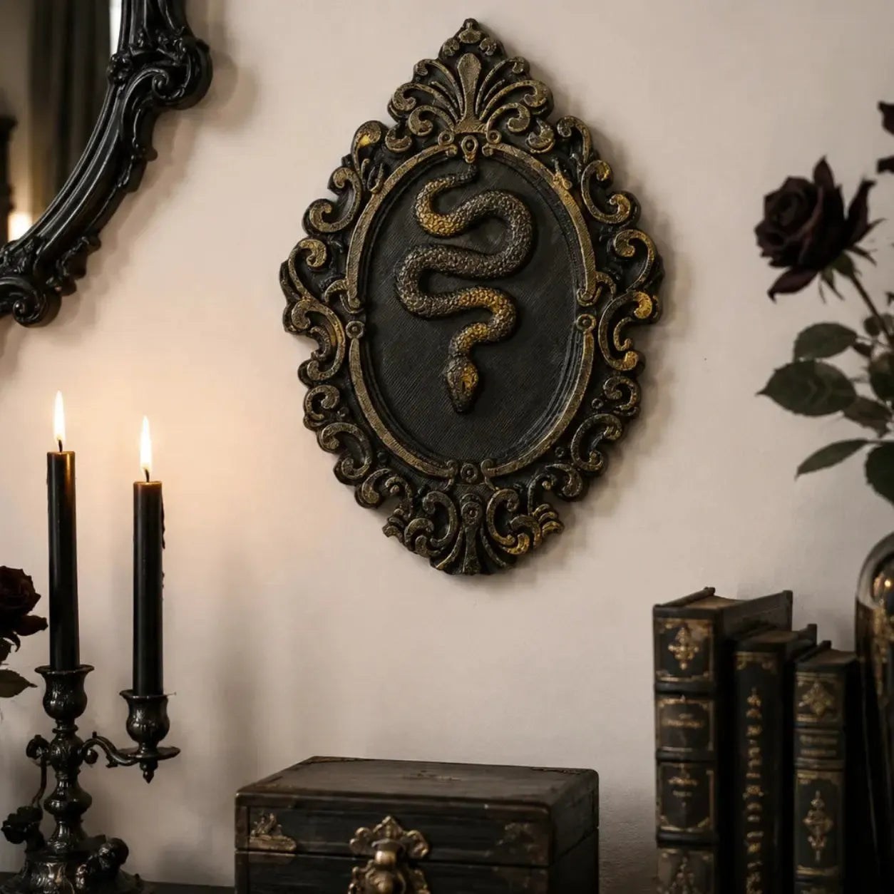 Baroque Snake Relief Wall Plaque Gothic Resin Wall Hanging Decor-MoonChildWorld
