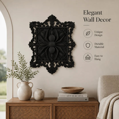 Baroque spider filigree square wall art plaque