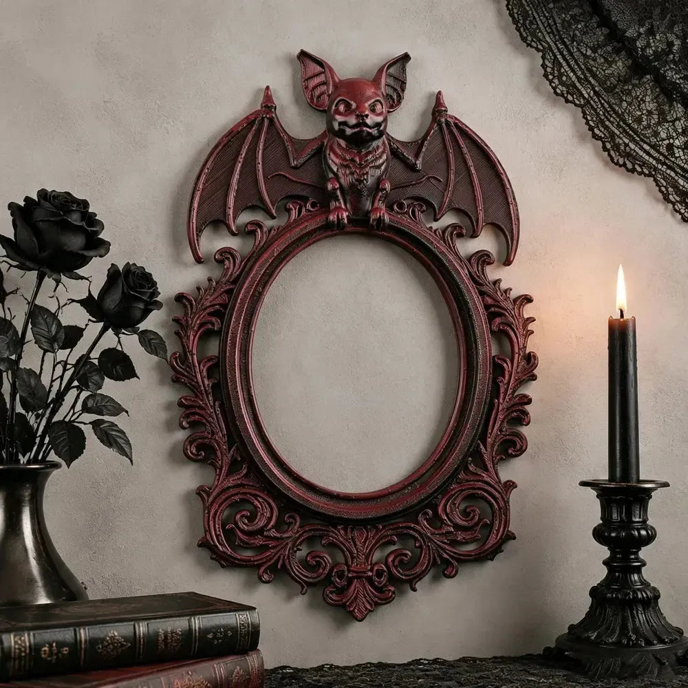 Bat Carved Resin Photo Frame Gothic Wall Hanging Picture Frame-MoonChildWorld
