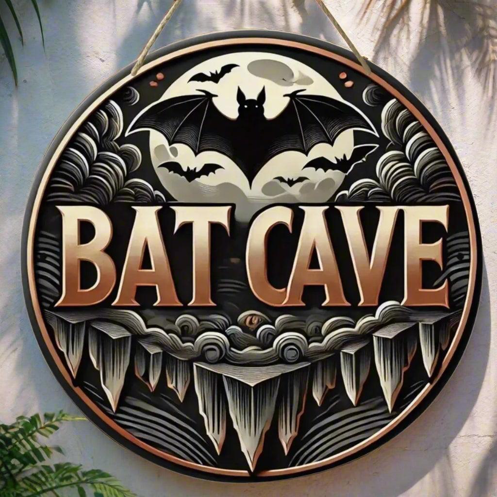 Bat Cave Gothic Wooden Sign Witchy Hanging Sign for Halloween-MoonChildWorld