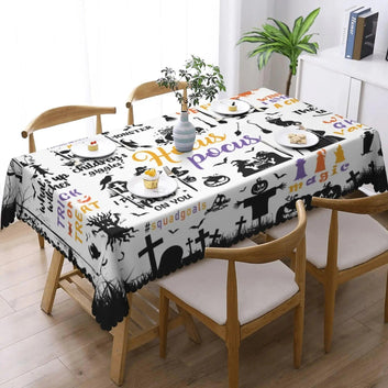 Bat Ghost Pumpkin Witch Gothic Halloween Tablecloth - Spooky Witch Tablecloth Table Decoration-MoonChildWorld