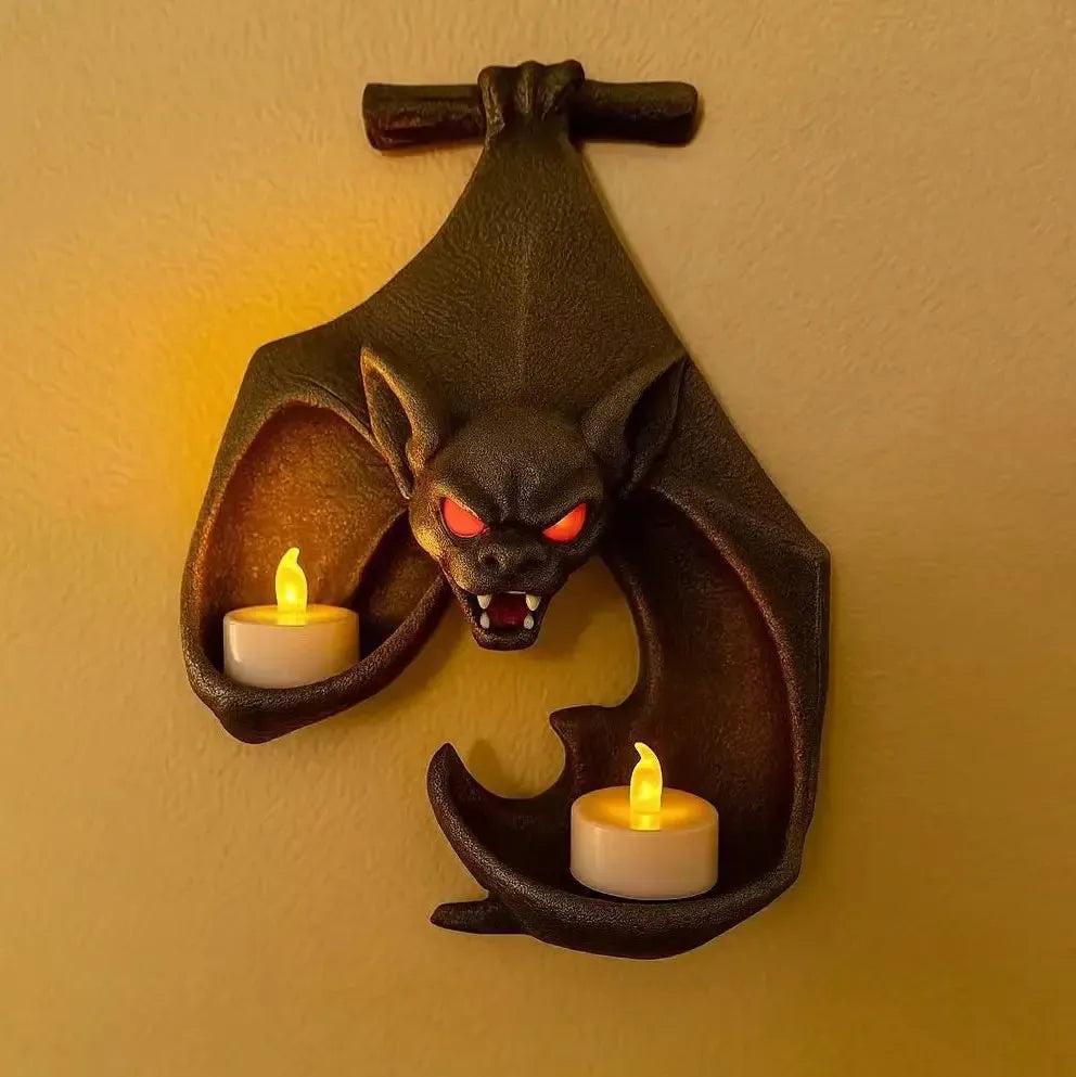 Bat Shaped Wall-Mounted Double Candelabra Dark Gothic Wall Decoration for Witch Home Decor-MoonChildWorld