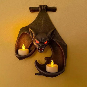 Bat Shaped Wall-Mounted Double Candelabra Dark Gothic Wall Decoration for Witch Home Decor-MoonChildWorld