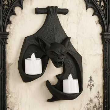 Bat Shaped Wall-Mounted Double Candelabra Dark Gothic Wall Decoration for Witch Home Decor-MoonChildWorld