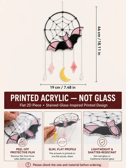 Size reference for the bat and spider web suncatcher