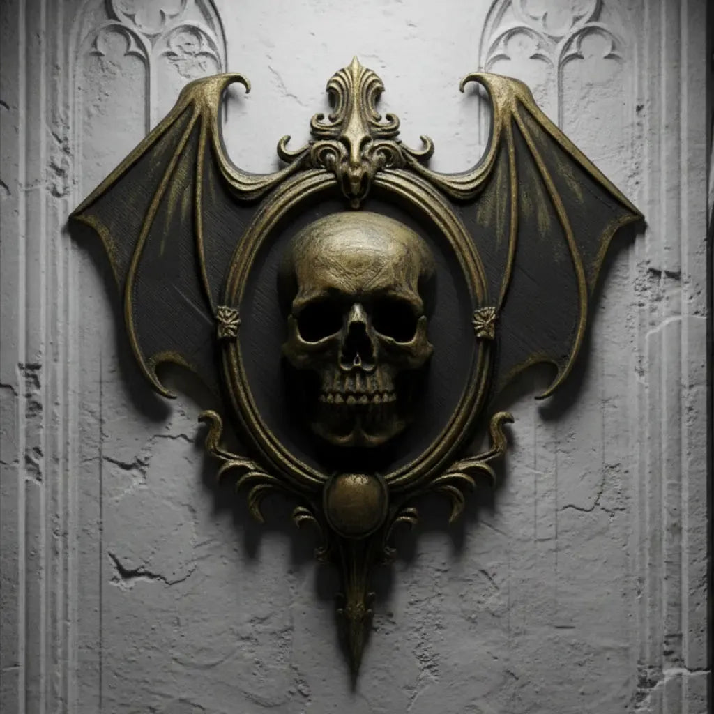 Winged skull wall art – baroque carved detail