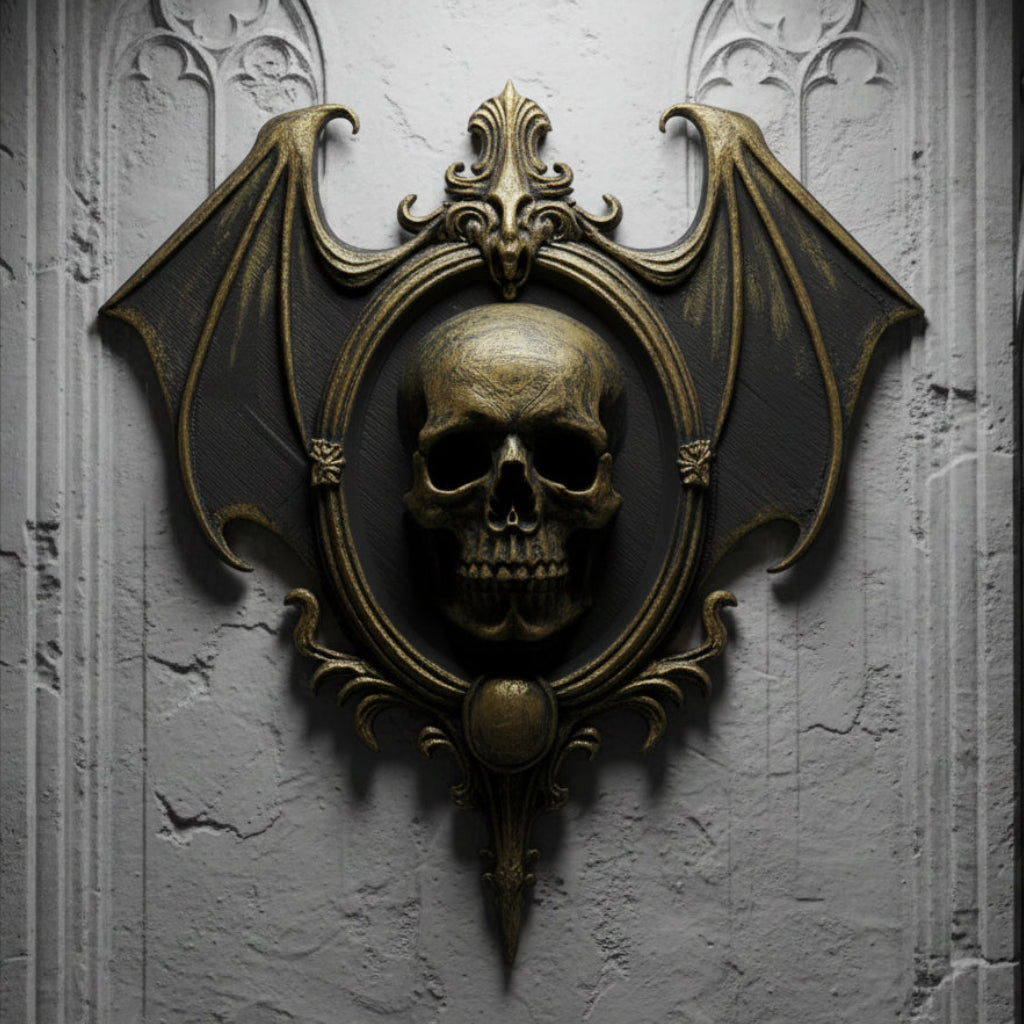 Winged skull wall art – baroque carved detail