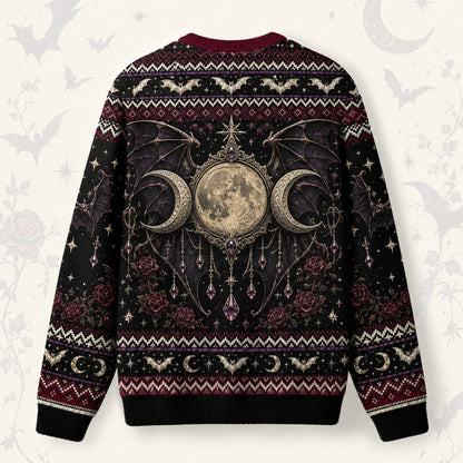 Bat Wing Witch Sweater Triple Moon Gothic Vampire Knit Jumper back view