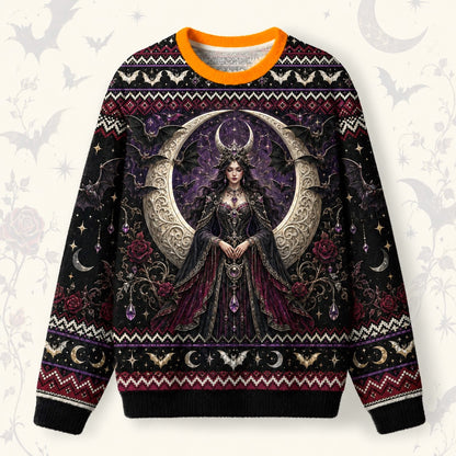 Bat Wing Witch Sweater Triple Moon Gothic Vampire Knit Jumper front view