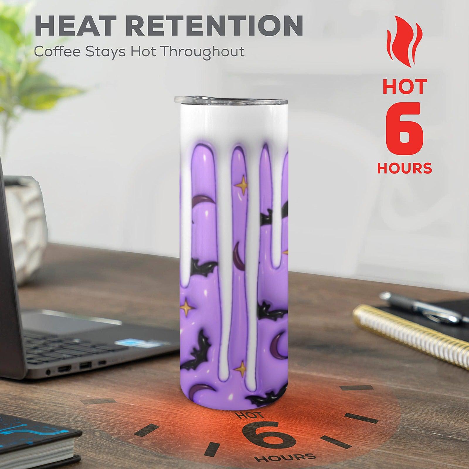 Batty Night Halloween Skinny Tumbler with Lid and Straw-MoonChildWorld