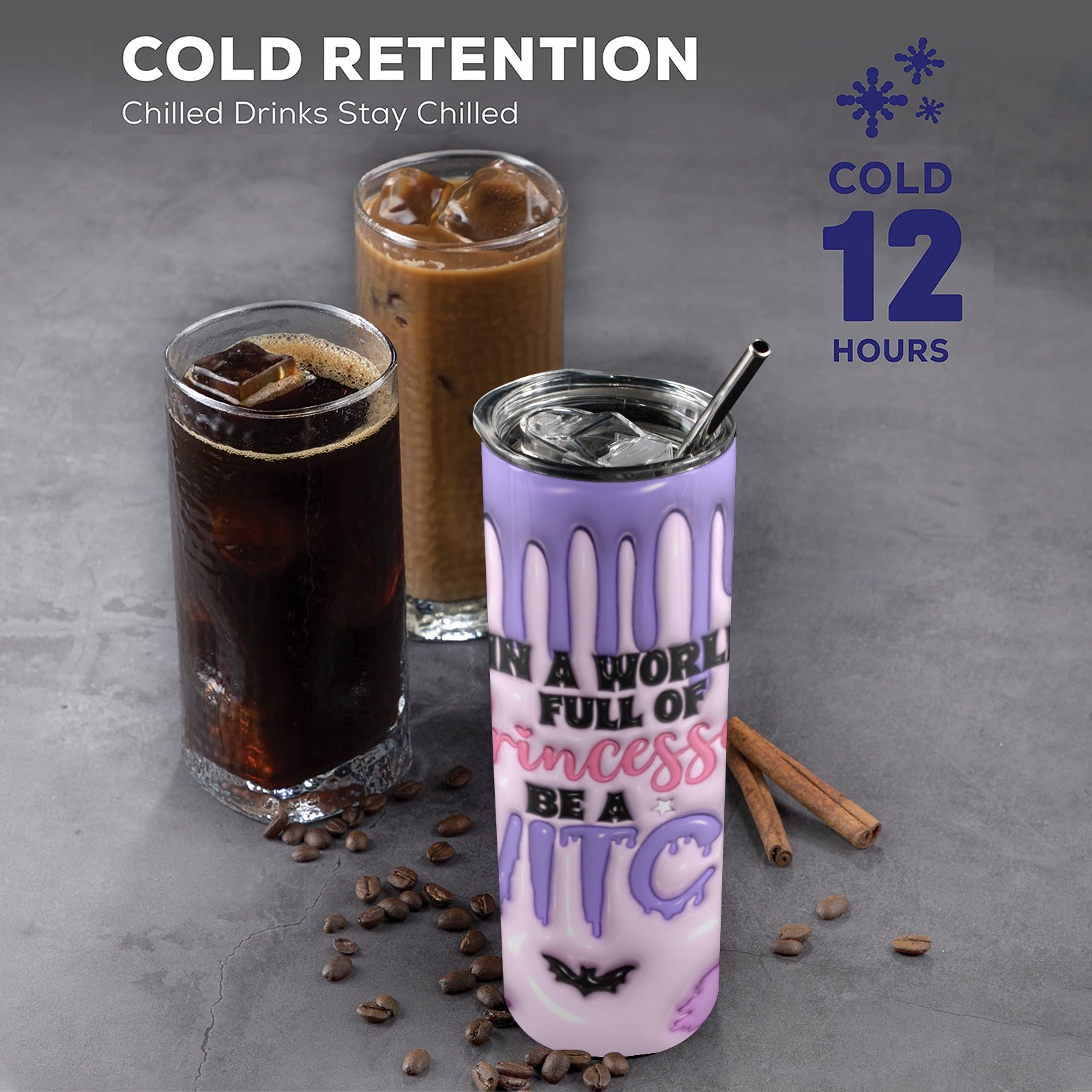 Be A Witch Skinny Tumbler with Lid and Straw-MoonChildWorld