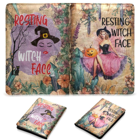 Resting Witch Face Vintage Halloween Leather Notebook A5