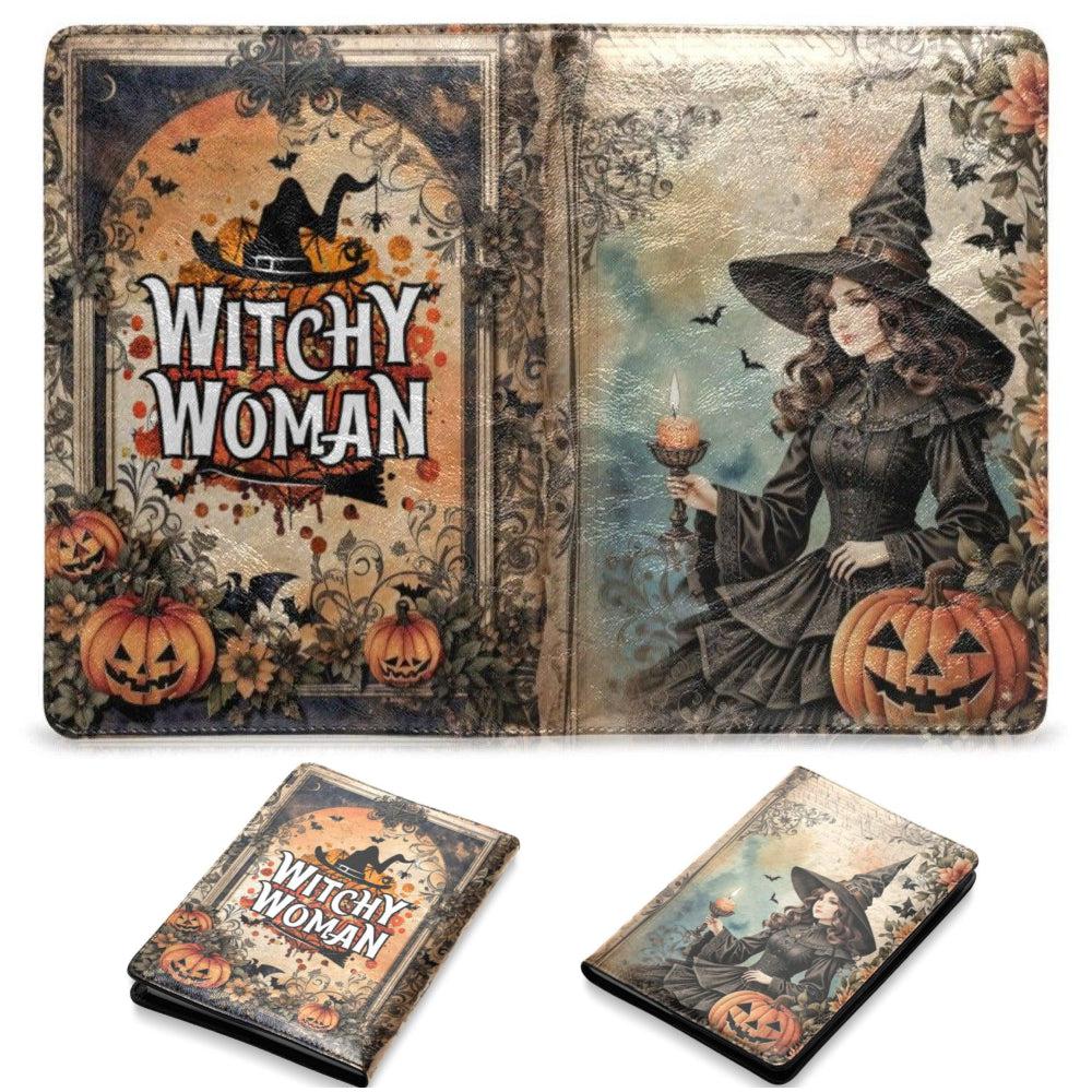 Vintage Witch Halloween Leather Notebook A5-MoonChildWorld