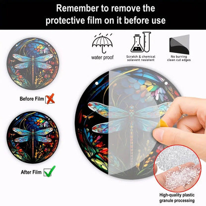 Beautiful Dragonfly Suncatcher Aesthetic Acrylic Round Sign-MoonChildWorld