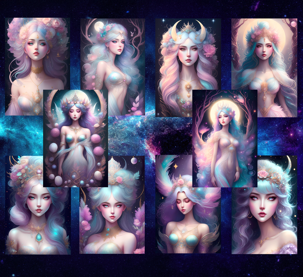 Beautiful Celestial Goddess Digital Art-MoonChildWorld