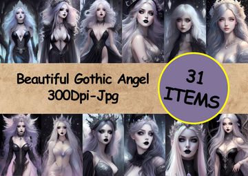 Beautiful Gothic Angel Digital Art-MoonChildWorld