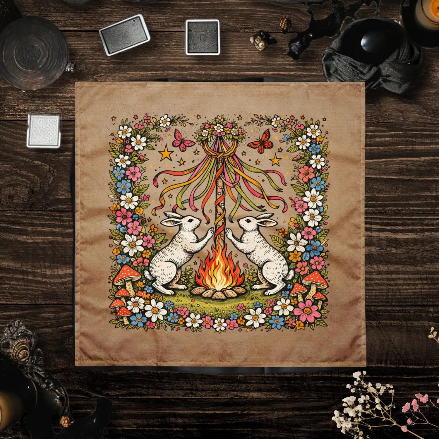 Beltane Altar Cloth Pagan Sabbat Maypole Ritual Table Decor-MoonChildWorld