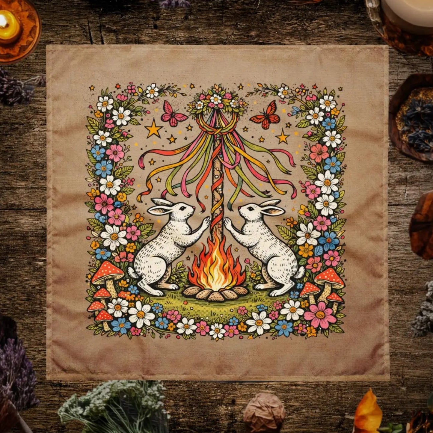 Beltane Altar Cloth Pagan Sabbat Maypole Ritual Table Decor-MoonChildWorld