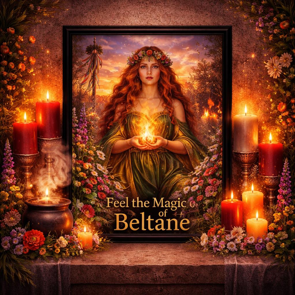 Beltane Pagan Goddess Canvas Wall Art - Black Framed Art Print Wiccan Altar Decor-MoonChildWorld