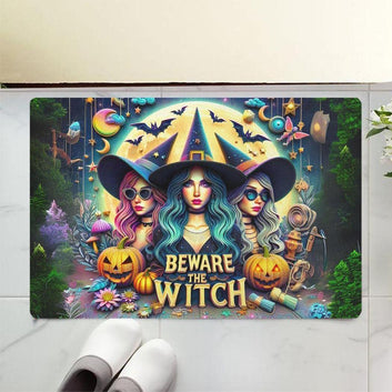 Beware the Witch Doormat Witchy Doormat for Gothic Halloween-MoonChildWorld